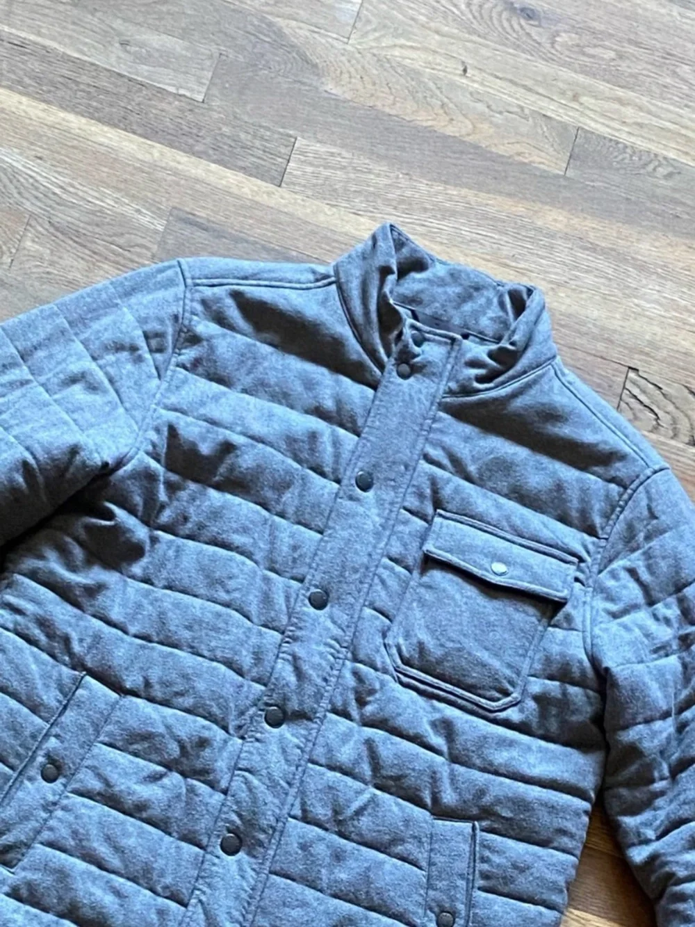 Faherty Mens Light Grey Heather Teton Valley Quilted Jacket
